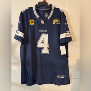 Dallas Cowboys Dak Prescott #4 Captain/2023 NFC East Champs Jersey Mens Size XL